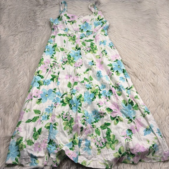 Old Navy Dresses & Skirts - Old Navy Women's L Floral Fit & Flare Linen-Blend Midi Dress Cottagecore Twee